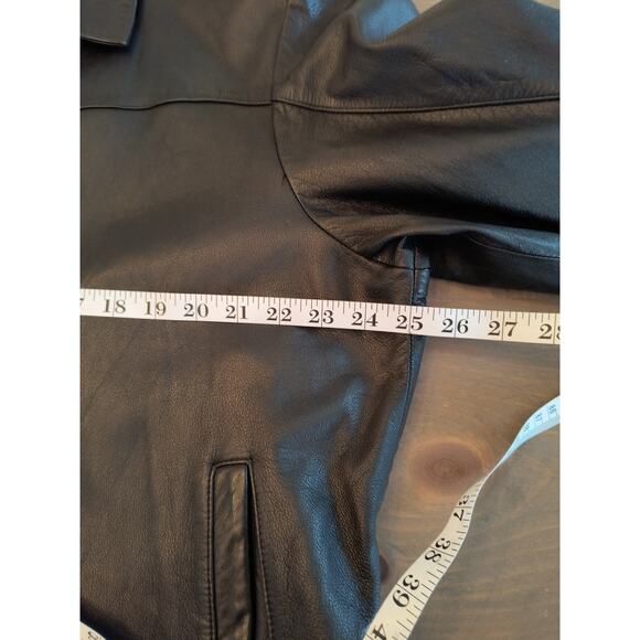 Wilson Leather jacket Men's Size XL Black Collared Full zip Pockets Lined Coat - Picture 10 of 16